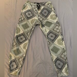 Zanerobe Paisley Sureshot Jogger Pants Black Olive Green